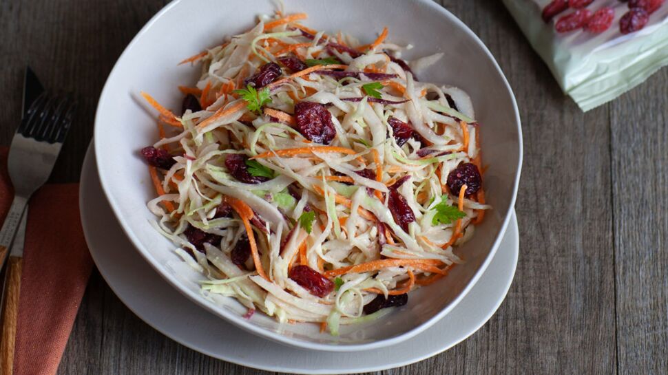 Coleslaw végétal aux cranberries