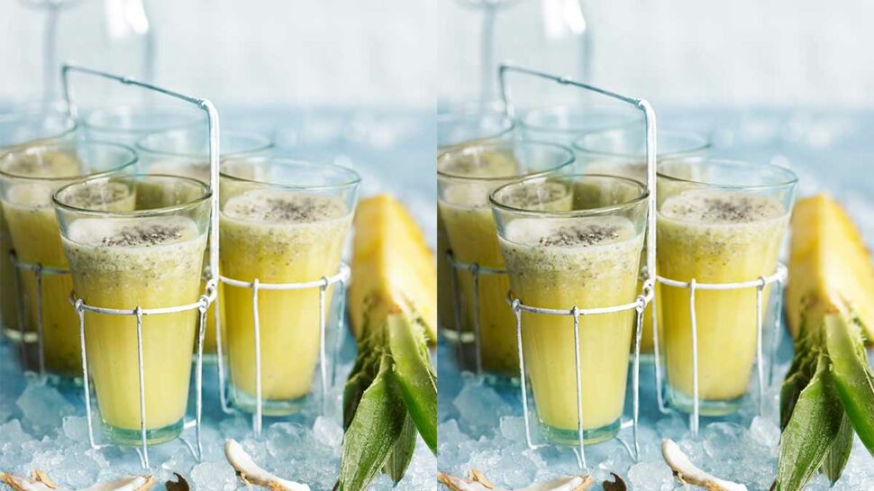 Smoothie coco-ananas au gingembre