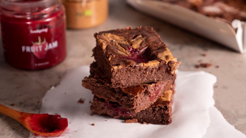 Brownies au beurre de cacahuète et confiture