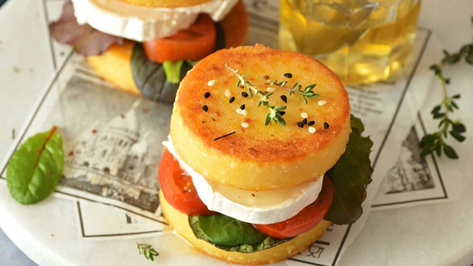 Burgers de polenta chèvre, miel et thym