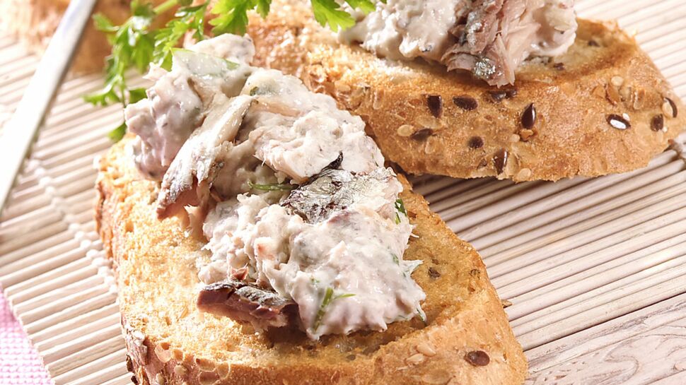 Toasts de rillettes de filets de sardines citron basilic