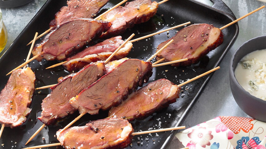 Mini-brochettes de magret aux 6 sauces facile et rapide : découvrez les