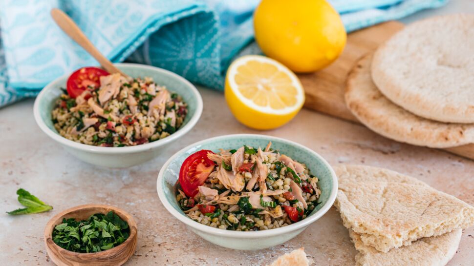 Taboulé à la libanaise et filets de thon à l’huile d’olive