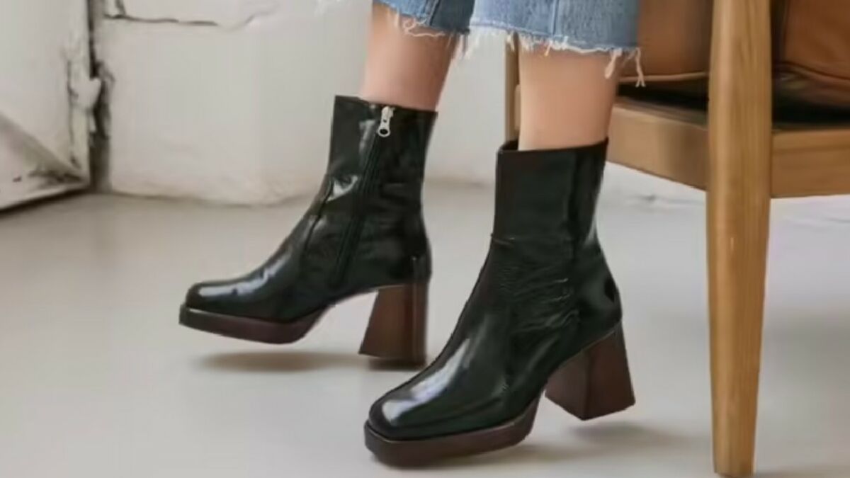 Bottines noires gros talons hotsell