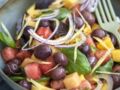 Salade de melon et pastèque aux olives et basilic