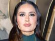 Salma Hayek à tomber en robe moulante verte au décolleté transparent et mini blazer