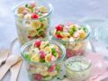 Salade de pâtes aux petits pois, radis et framboises