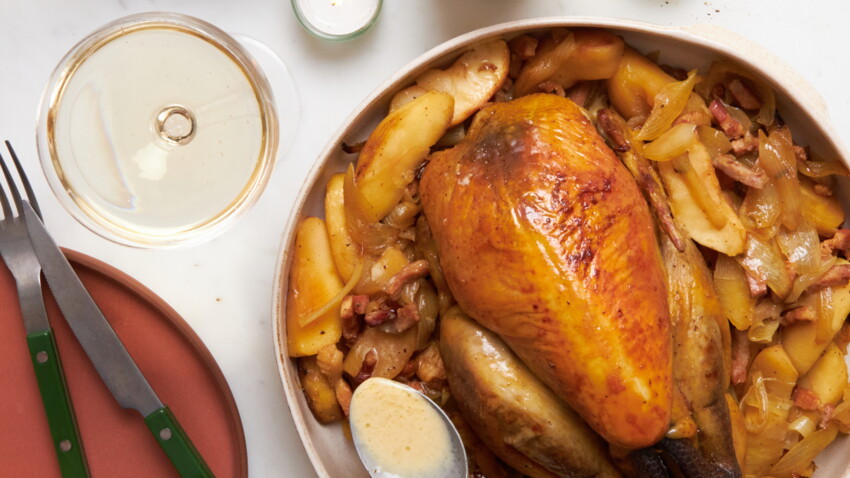 Pintade rôtie au cidre, pomme et purée facile : découvrez les recettes
