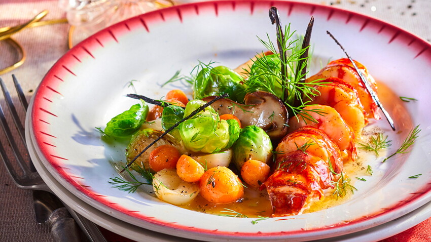 Homard au beurre vanillé, petits légumes rapide : découvrez les