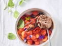 Salade de melon et glace chocolat minute
