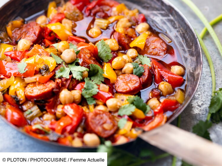 Poêlée de poivrons aux pois chiches et chorizo facile et rapide ...