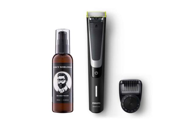 Tondeuse One Blade Pro + Huile à Barbe Percy Nobleman, Philips, prix indicatif : 89,99 €