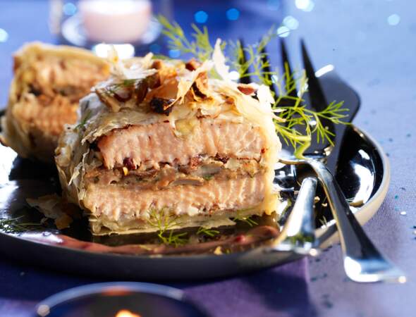 Strudel de saumon aux cèpes et foies gras
