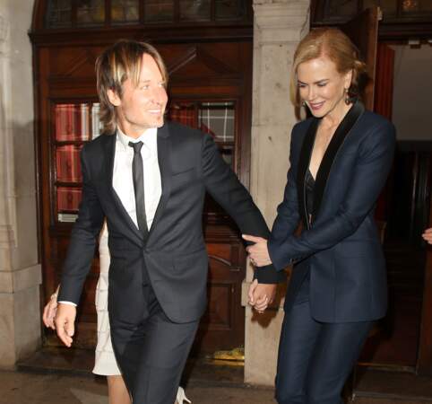 Nicole Kidman et Keith Urban sortant du théâtre à Londres le 14 septembre 2015.