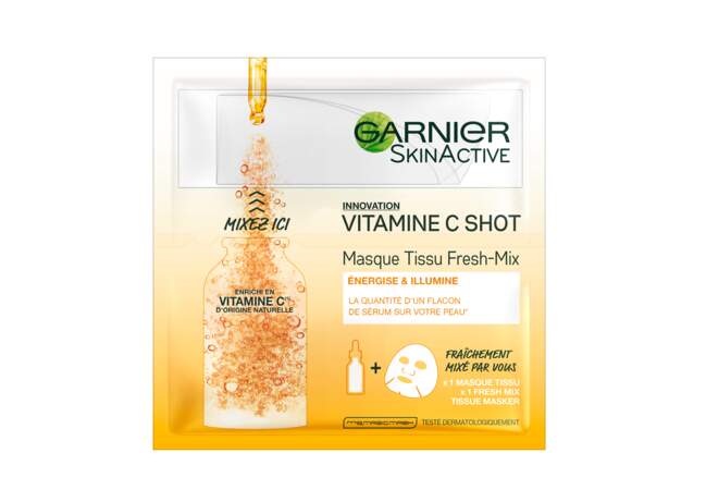 Skinactive Masques Tissu Fresh-Mix Vitamine C Shot Garnier