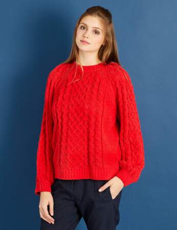 Pull chaud femme rouge