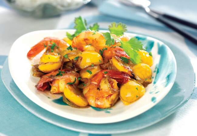 Curry de crevettes aux mirabelles