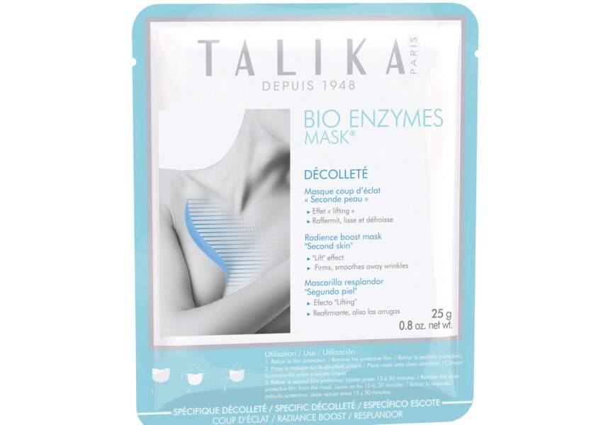 Masque anti-âge pour le cou, Bio Enzymes Mask, Talika, 10 €