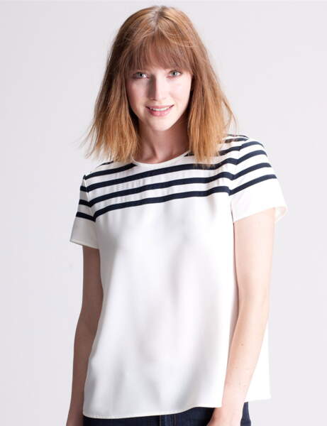 Haut Top Femme 1.2.3 Taille 38/40 - Multicolore, Rayures, Manches 3/4, Occasion Très Bon État