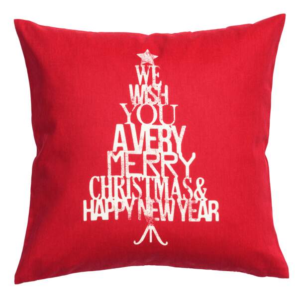 Coussin rouge merry christmas H&M
