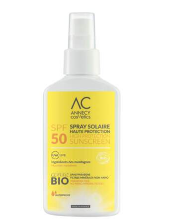 Spray solaire Haute Protection SPF 50, Annecy Cosmetics : pour l'hydratation