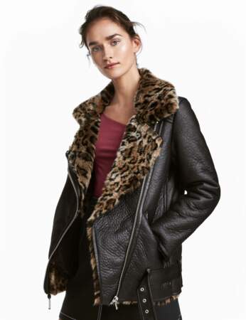 Veste en peau lainée : léopard 