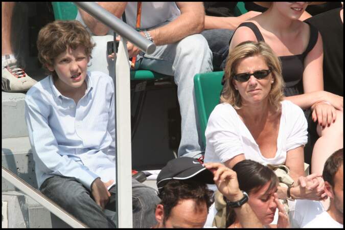 Claire Chazal et son fils François en 2007 à Roland Garros