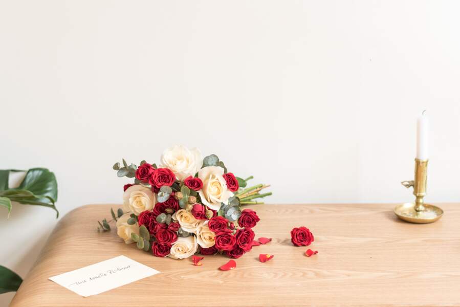 Bouquet de Saint Valentin et mot doux - Bergamotte