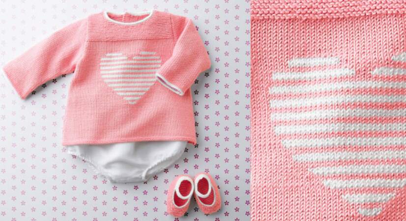 Brassiere Layette bebe de 3 mois à 6 mois au tricot facile à faire