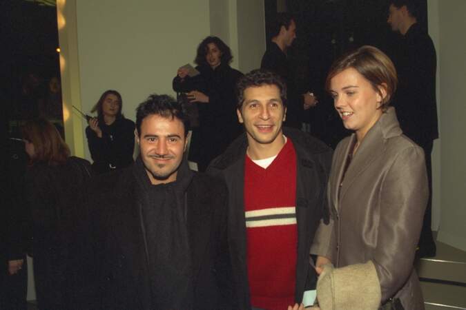 En 1998, Nagui à l'ouverture de la boutique Armani à Paris avec José Garcia et Marine Vignes