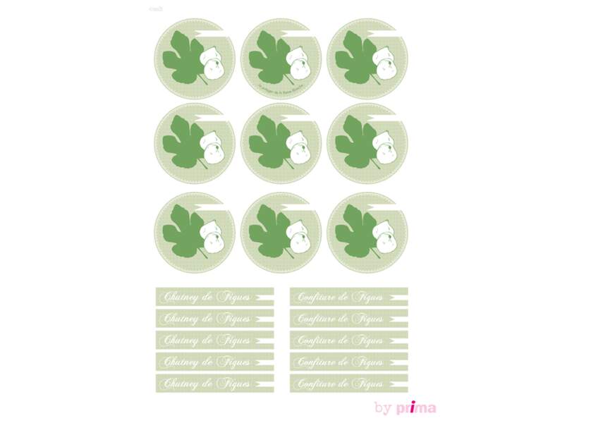 Etiquettes vertes pour confitures de figues