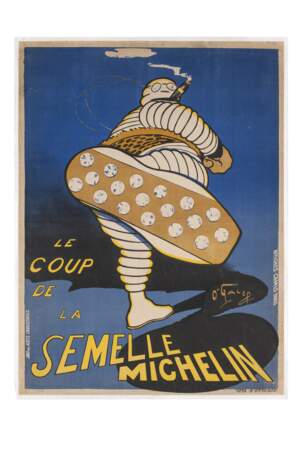  Affiche publicitaire Le coup de la semelle pour Michelin, 1905 