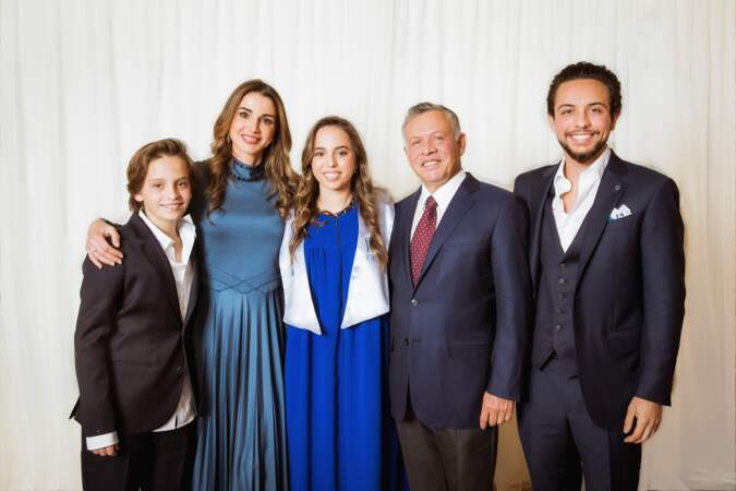 Le prince Hashem, la reine Rania, la princesse Salma, le roi Abdallah II, le prince Hussein, 2018