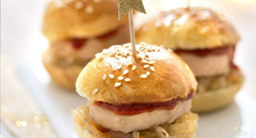 Mini-burgers au foie gras et oignons