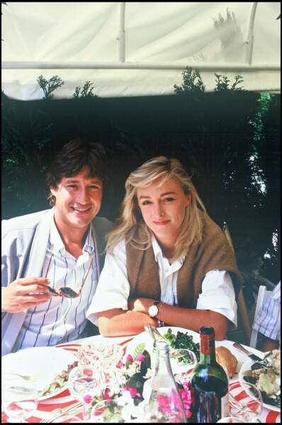 Patrick Sabatier et sa femme Isabelle à Roland Garros en 1987.