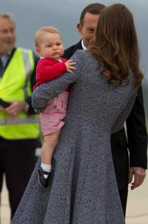 Visiblement, le prince George n'a pas envie de dire bonjour, Australie, avril 2014