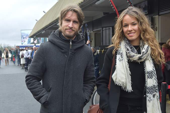 Philippe Lacheau et sa compagne Elodie Fontan au Grand Prix d'Amérique à Vincennes le 28 janvier 2018.