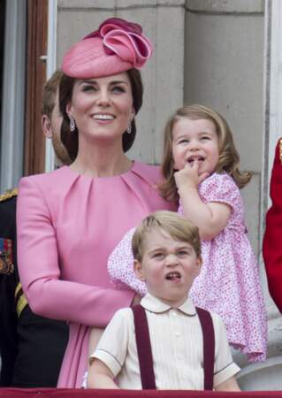 Le prince George perplexe devant la cérémonie Trooping The Colour à Buckingham Palace, juin 2017