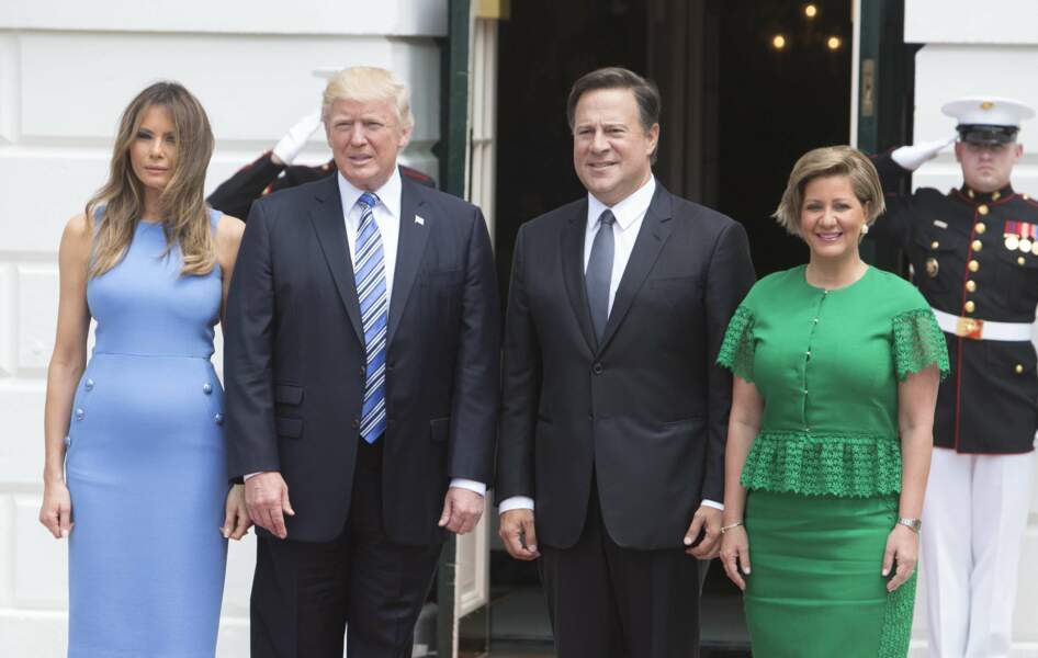 Melania et Donald Trump en compagnie de Juan Carlos Varela et de sa femme Lorena Castillo de Varela 