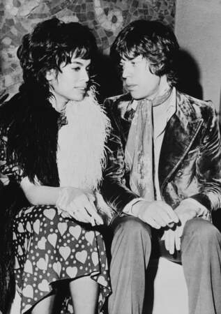 Mick Jagger et Bianca Jagger lors d'une soirée en janvier 1973.