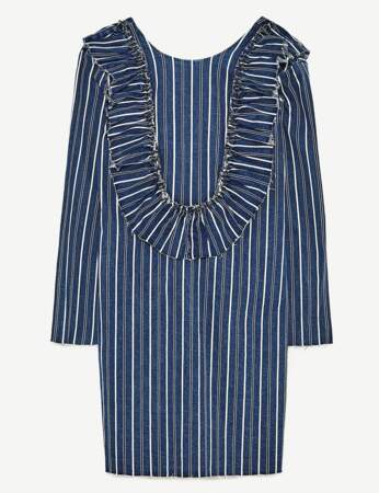 Nouveauté Zara : la robe en jean rayé