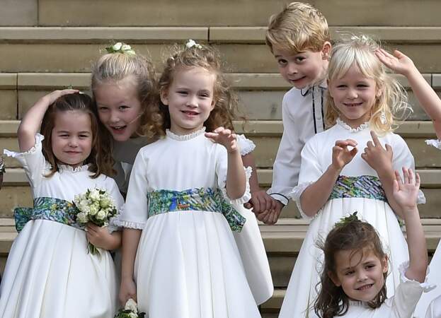 Le sourire crispé du prince George, garçon d'honneur au mariage d'Eugenie d'York, Windsor, octobre 2018