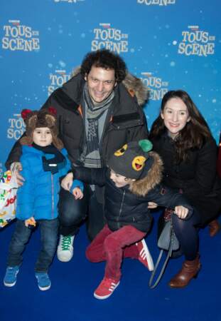 Eric Antoine, sa femme Calista Sinclair et leurs fils Ulysse et Raphaël au Grand Rex à Paris le 14 janvier 2017