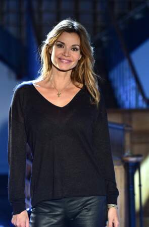 Ingrid Chauvin lors du tournage de l'émission "Animaux Stars" présentée par Bernard Montiel à Paris en 2015.