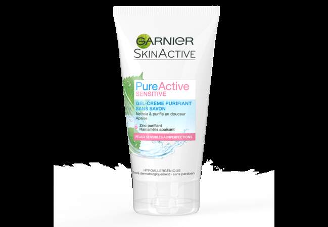 Gel-crème purifiant, PureActive sensitive, Garnier SkinActive : shopping peaux grasses