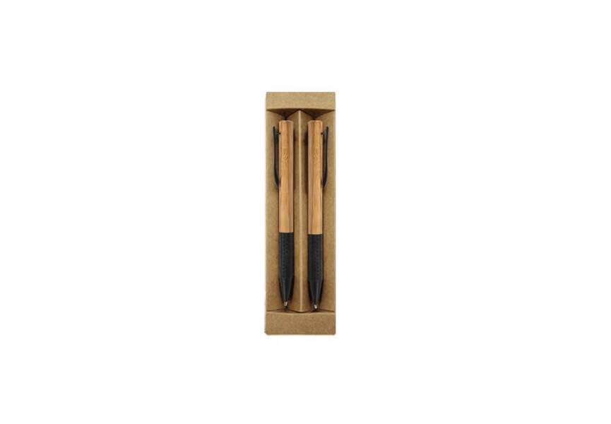 Une parure de stylos billes en bambou