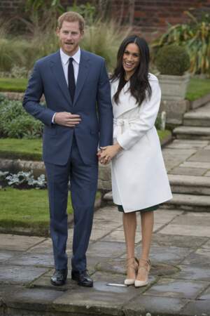 Le Prince Harry et Meghan Markle annoncent leurs fiançailles, à Kensington Palace, à Londres, le 27 novembre 2017.