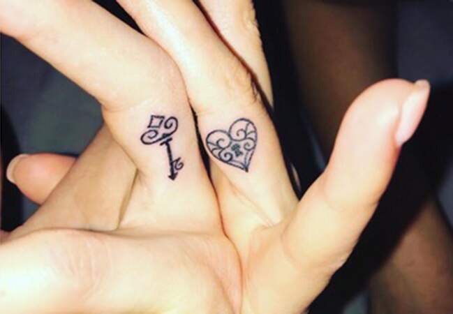 Tatouages couple coeur et clef 