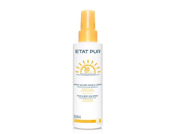 Spray solaire visage et corps, SPF 30, Etat Pur
