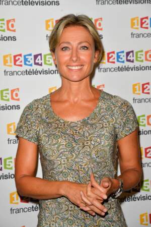 Anne-Sophie Lapix à la présentation de la nouvelle dynamique de France Télévisions le 5 juillet 2017.